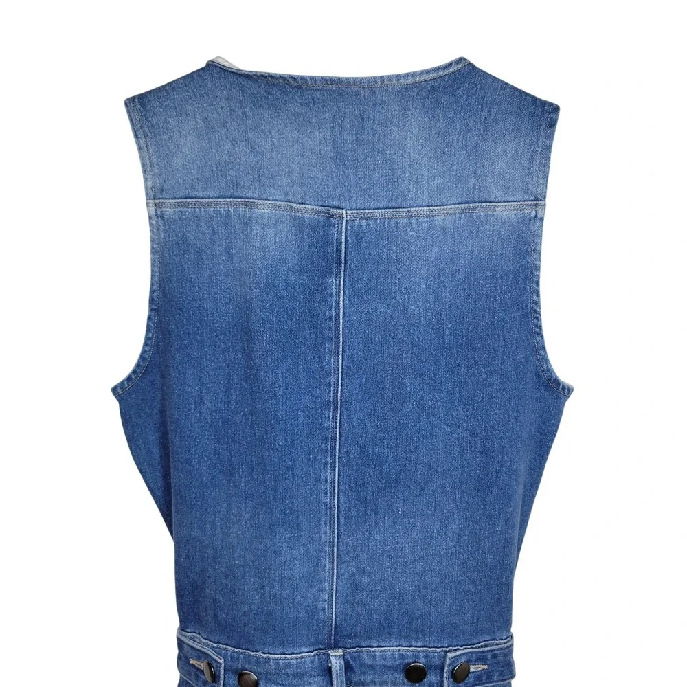 Frame Denim Sleeveless Button Front Jumpsuit XS Blue Jean Straight Leg